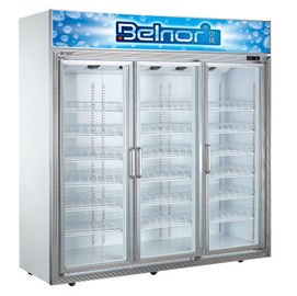 Frigorifero verticale dell'esposizione del supermercato, congelatore di frigorifero commerciale della porta tre di vetro