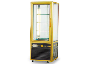 La vetrina dello scaldavivande 4℃~8℃, quattro ha parteggiato frigorifero dritto rotatorio dell'armadietto di esposizione del dolce della porta di vetro