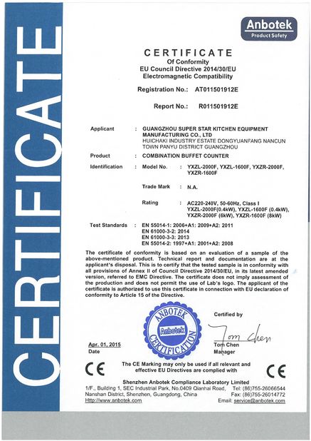 Porcellana Guangzhou Surpastar Kitchenware Manufacturing Co.,Ltd Certificazioni