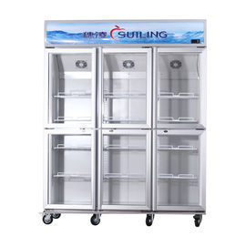 Annuncio pubblicitario di alta efficienza fan del frigorifero della porta 6 di vetro che raffredda compressore doppio
