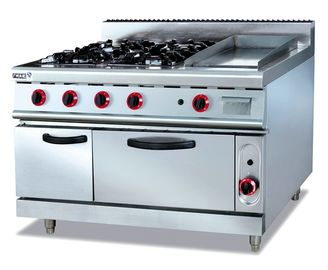 Cucina a gas commerciale 4-Burner con l'attrezzatura occidentale della cucina del forno del fondo e della piastra